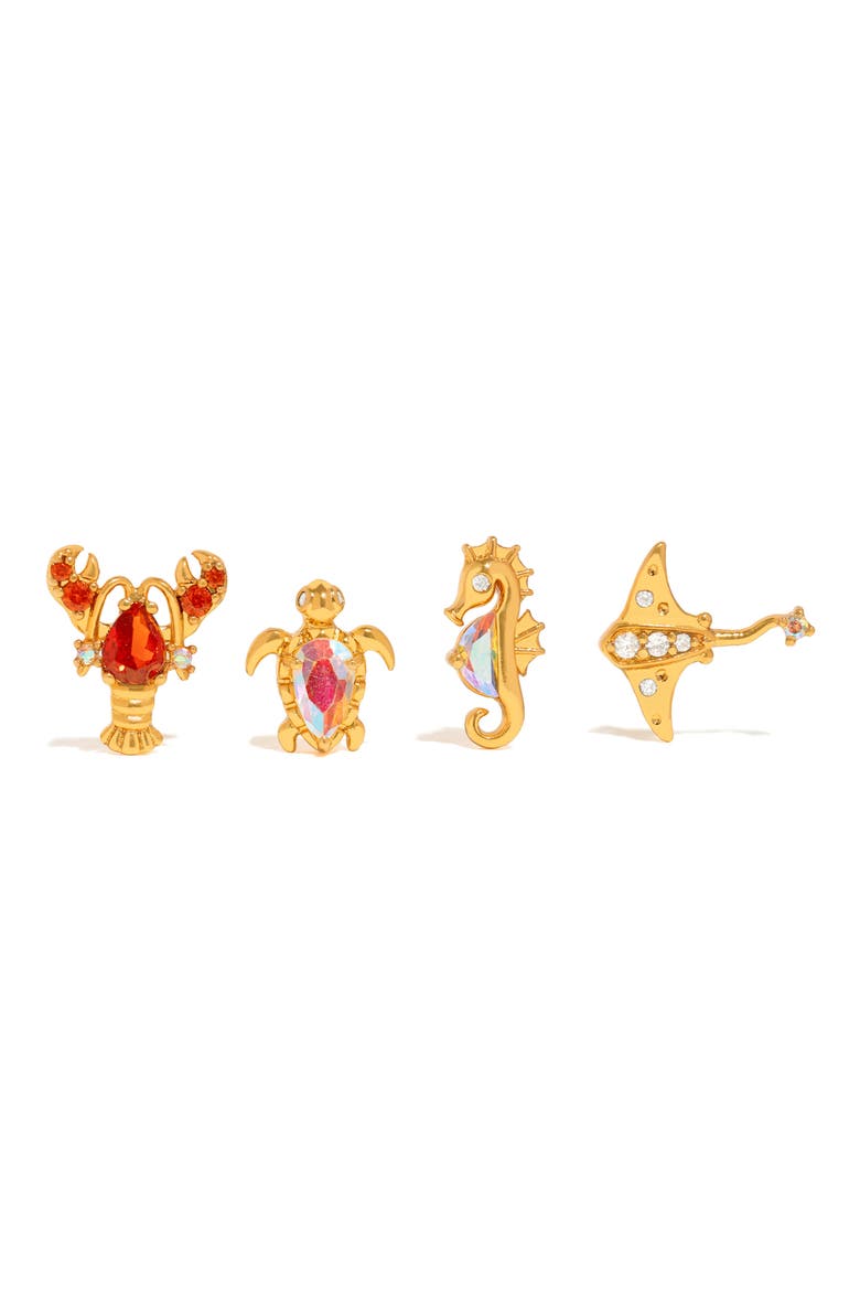 Seas Set of 4 Stud Earrings, Main, color, GOLD
