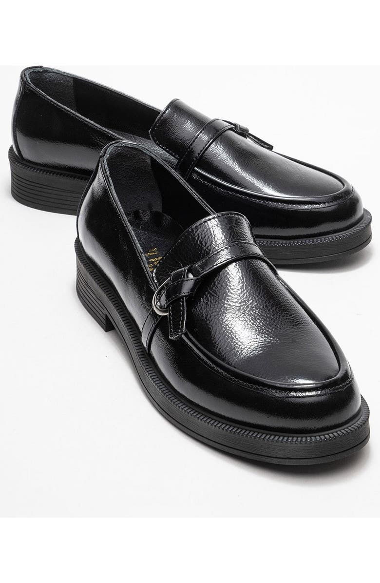 Forever & Always Shoes Galea Buckled Leather Loafers, Alternate, color, Black Patent Leather