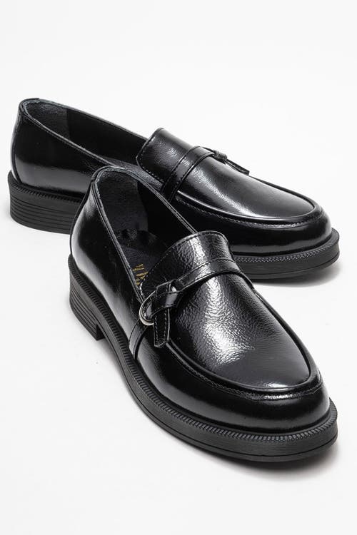 Forever & Always Shoes Galea Buckled Leather Loafers In Black