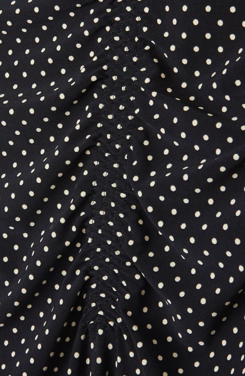 Topshop Polka Dot Asymmetrical Midi Dress, Alternate, color,