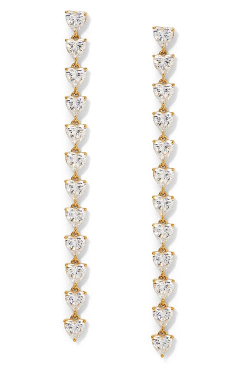 Crystal Heart Linear Drop Earrings