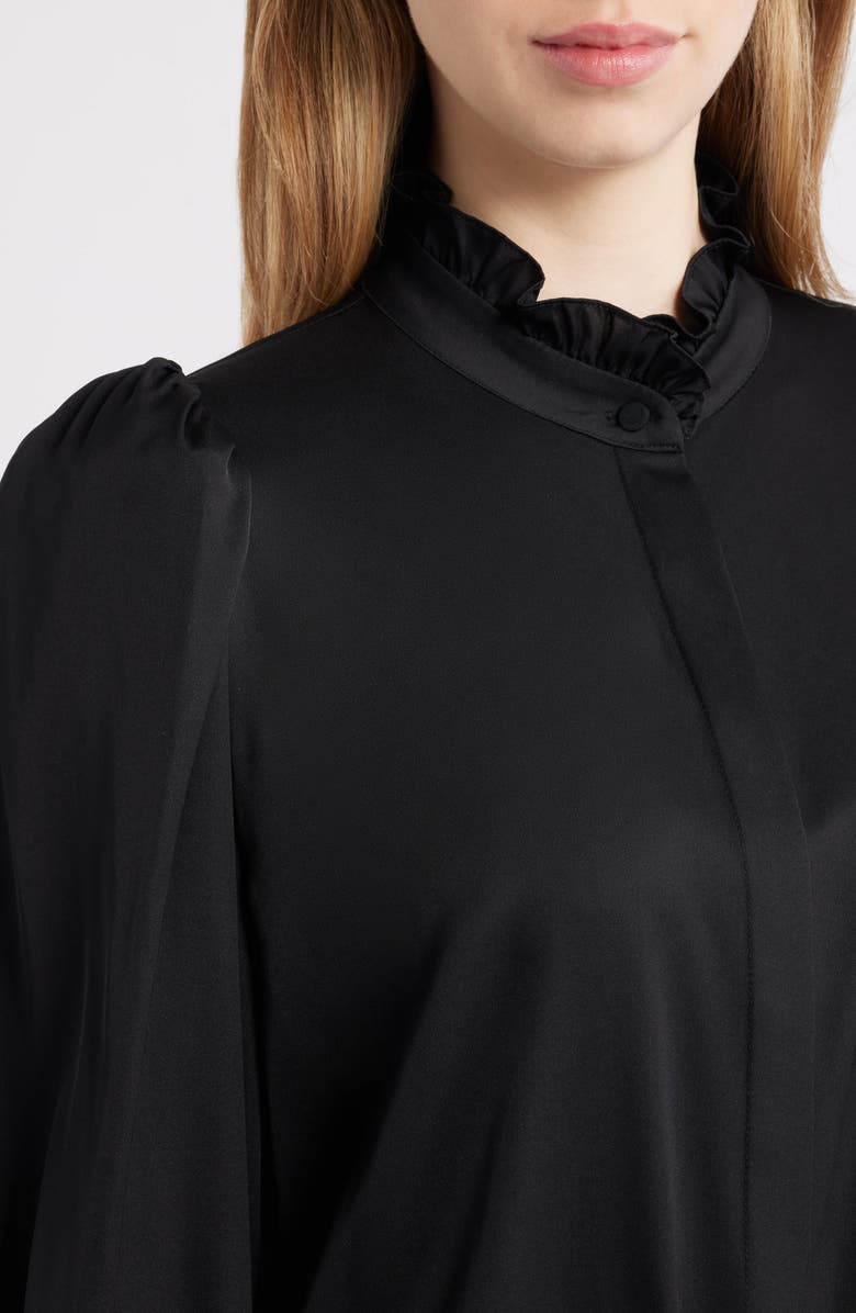 KOBI HALPERIN Harley Ruffle Puff Shoulder Stretch Silk Shirt, Alternate, color,