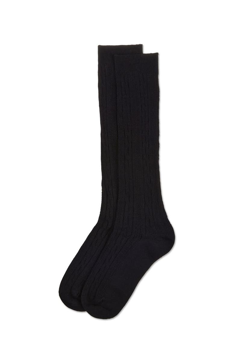 MeMoi Cable Knit Knee High Socks, Alternate, color, Black
