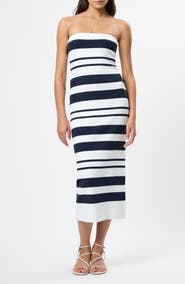 French Connection Maxime Stripe Strapless Midi Dress