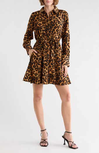 Sam Edelman Leopard Print Long Sleeve Shirtdress
