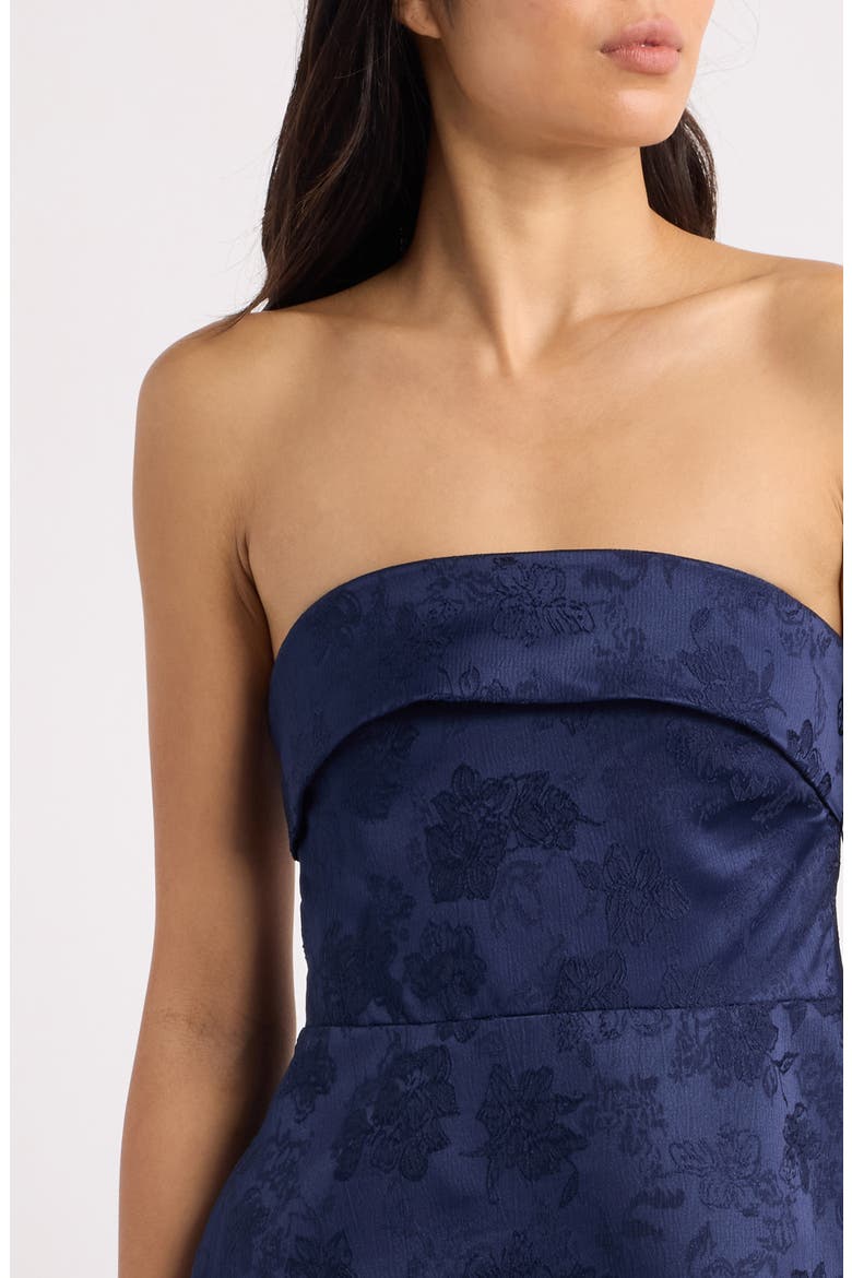 Dakhoda Strapless Jacquard Minidress, Alternate, color, NAVY
