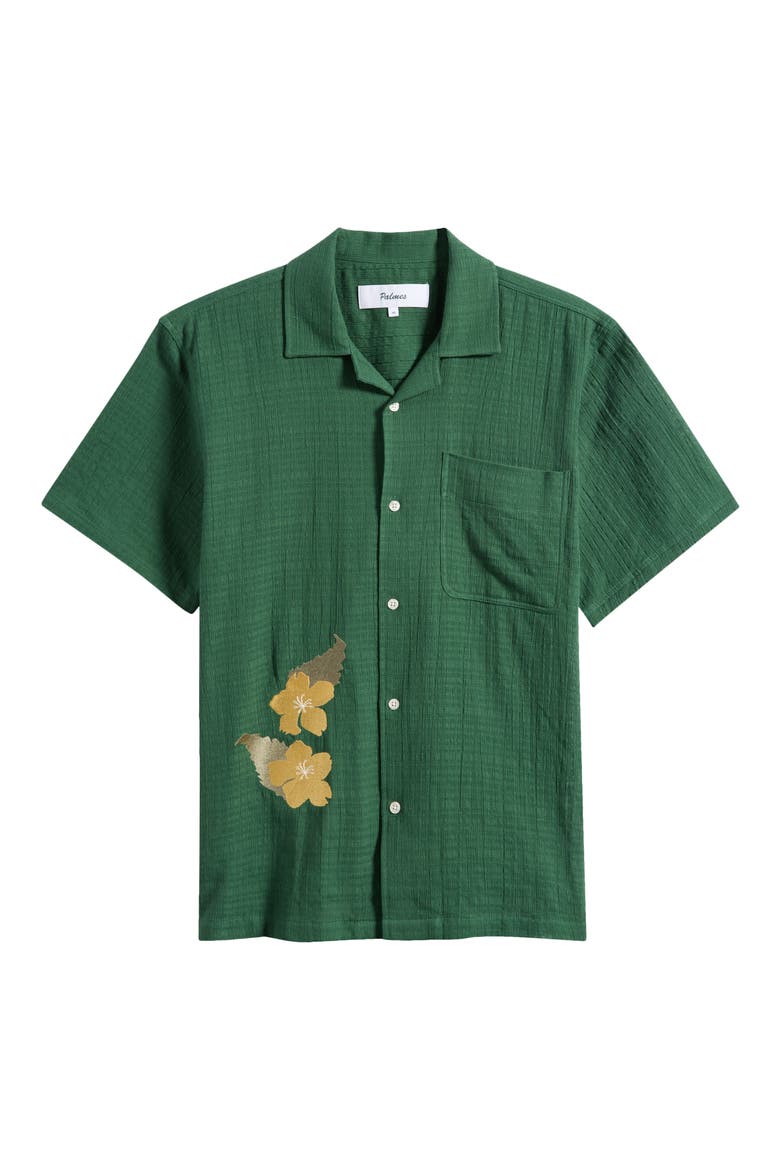 Ramus Floral Embroidered Camp Shirt, Alternate, color, DARK GREEN