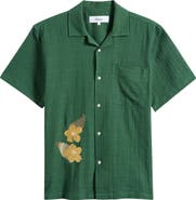 PALMES Ramus Floral Embroidered Camp Shirt