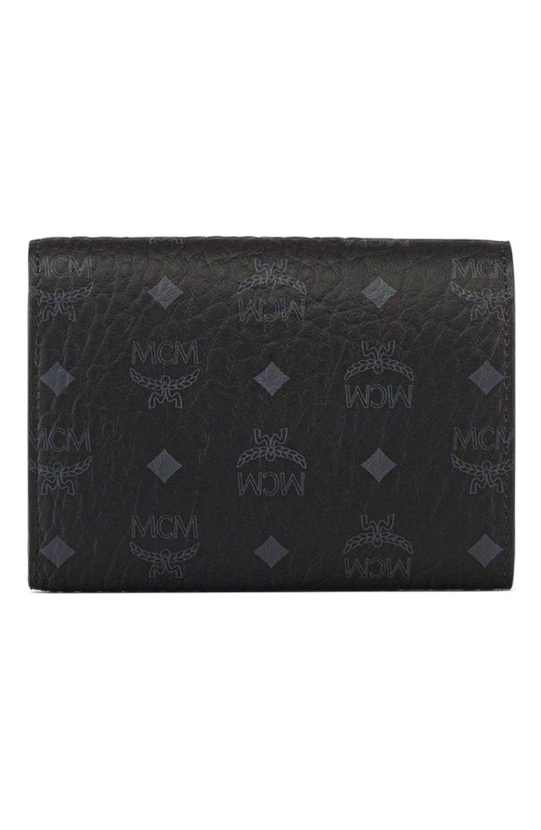 MCM Aren Trifold Wallet in Visetos, Alternate, color, Black