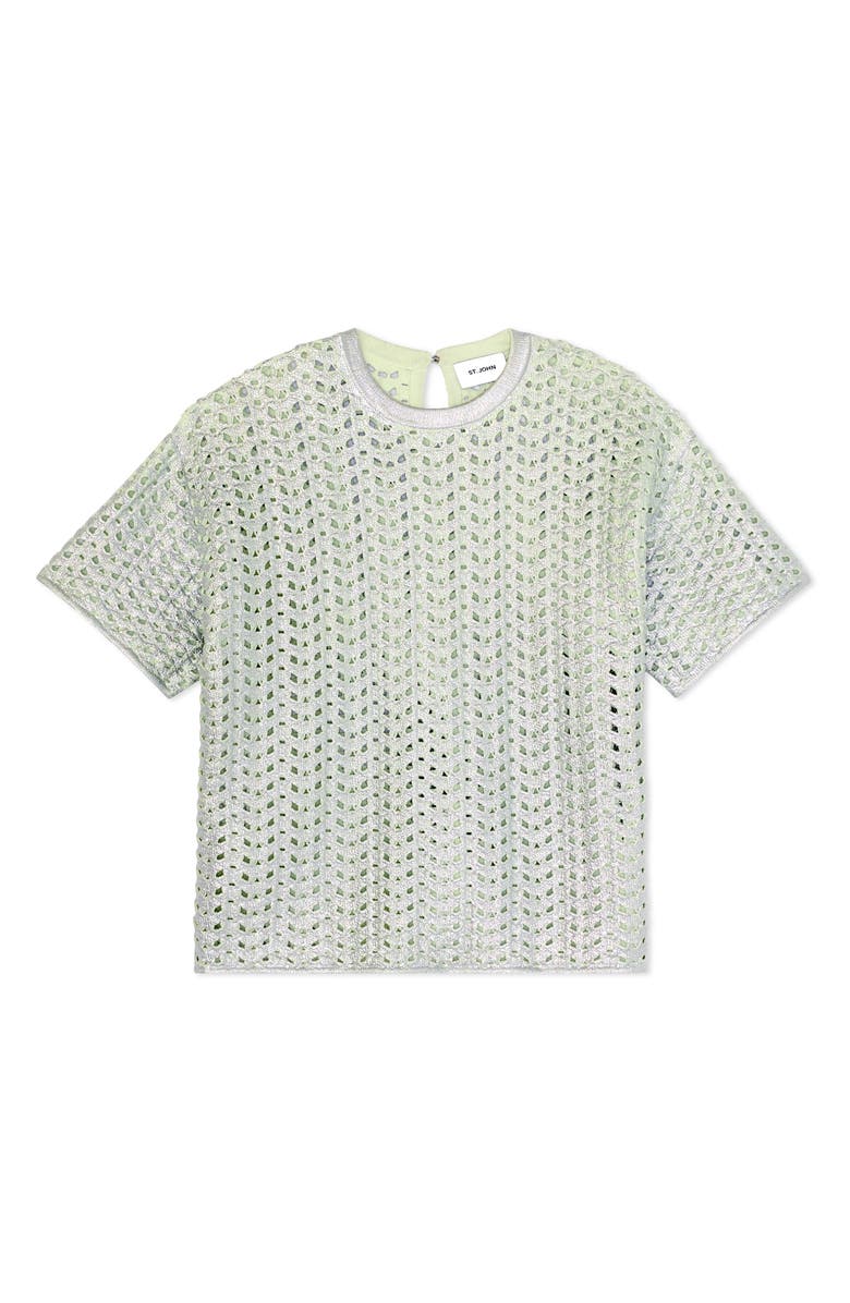 ST. JOHN Lacquered Crochet Sweater, Alternate, color, 