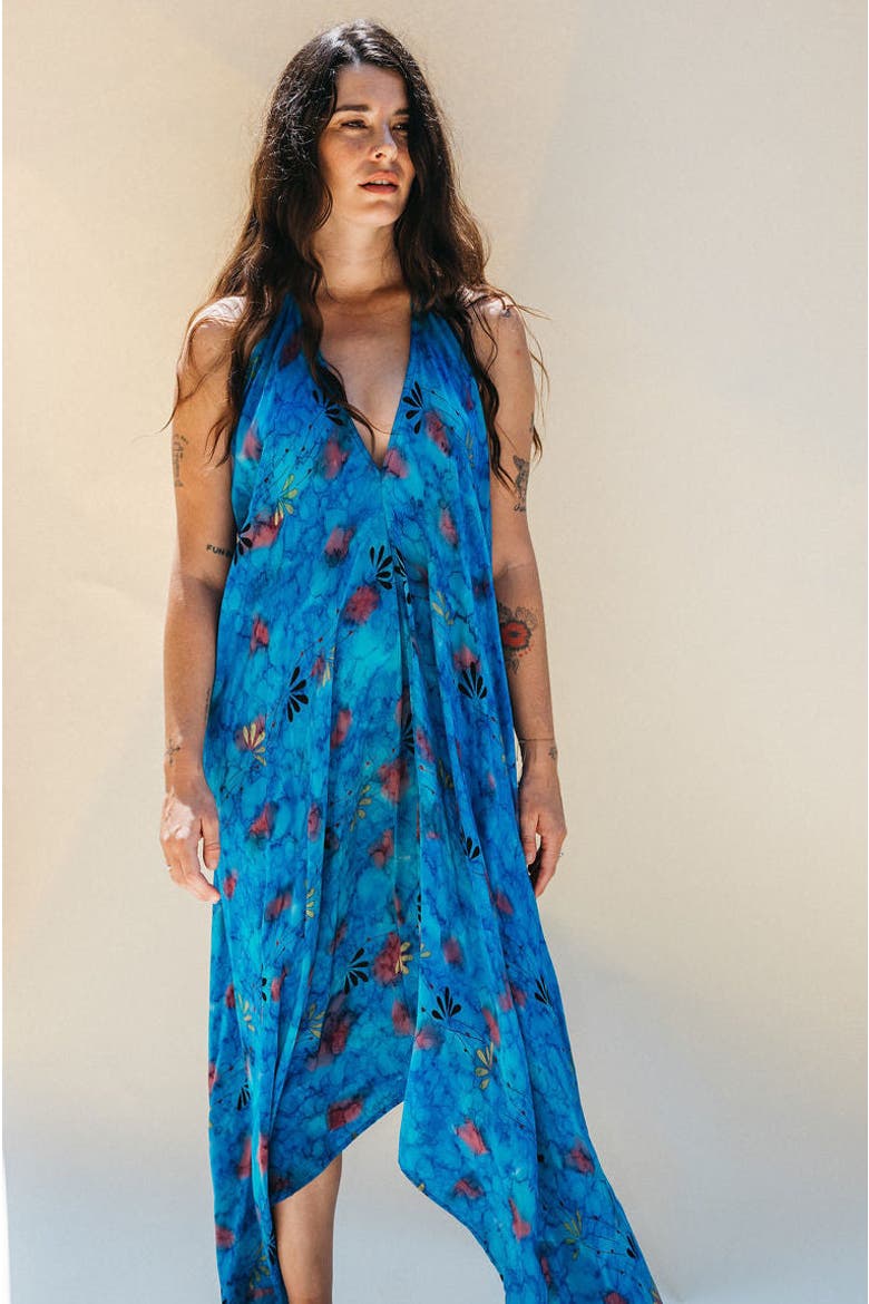 Classic Silk Dress Sage, Alternate, color, Blue