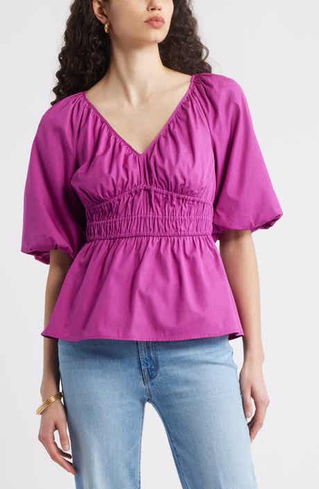 Nordstrom Puff Sleeve Cotton Poplin Shirt