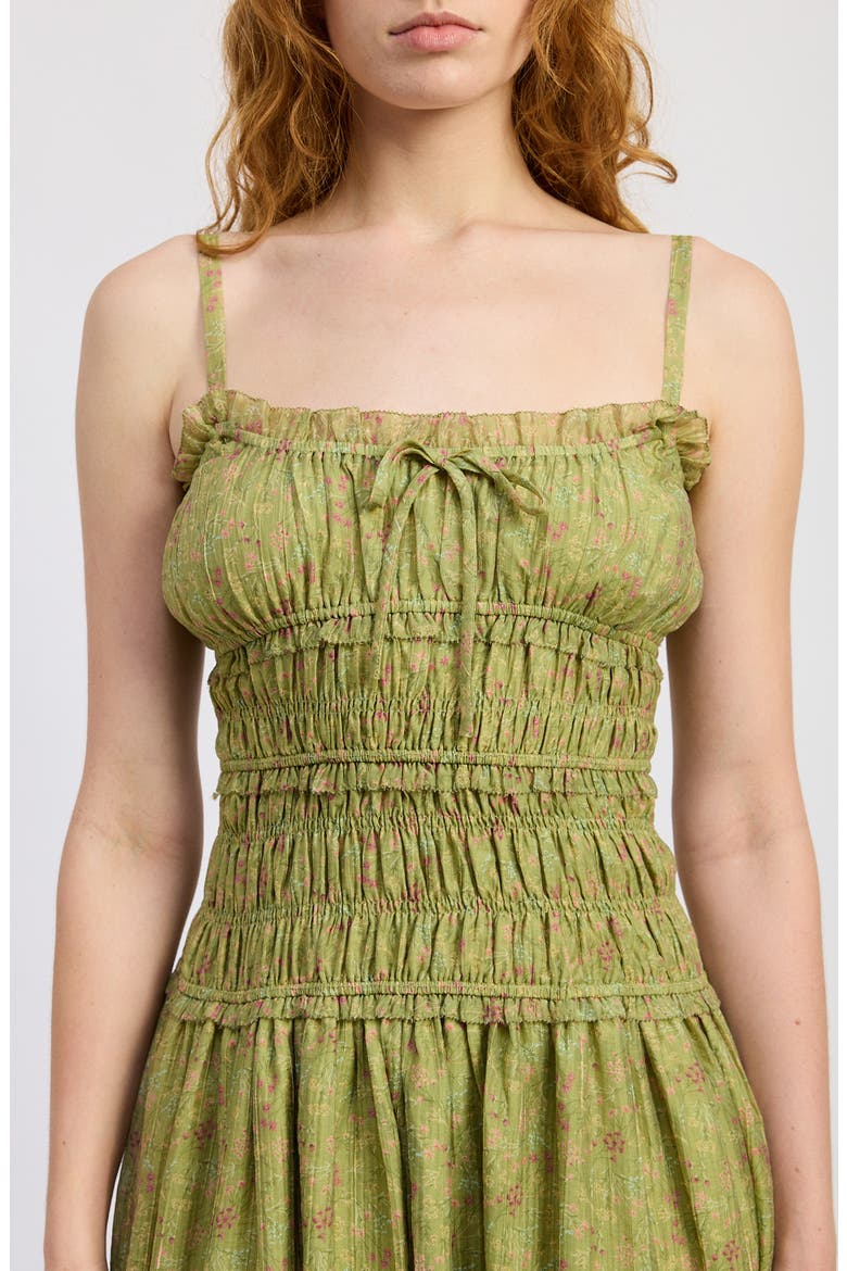 Jenny Midi Dress, Alternate, color, LIGHT GREEN DITSY