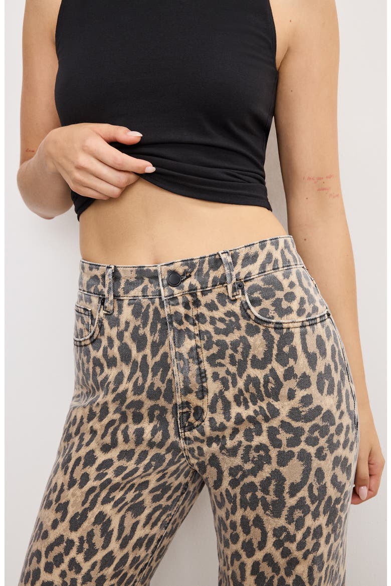 Good Standard Leopard Print Wide Leg Jeans, Alternate, color, LUCKY LEOPARD001