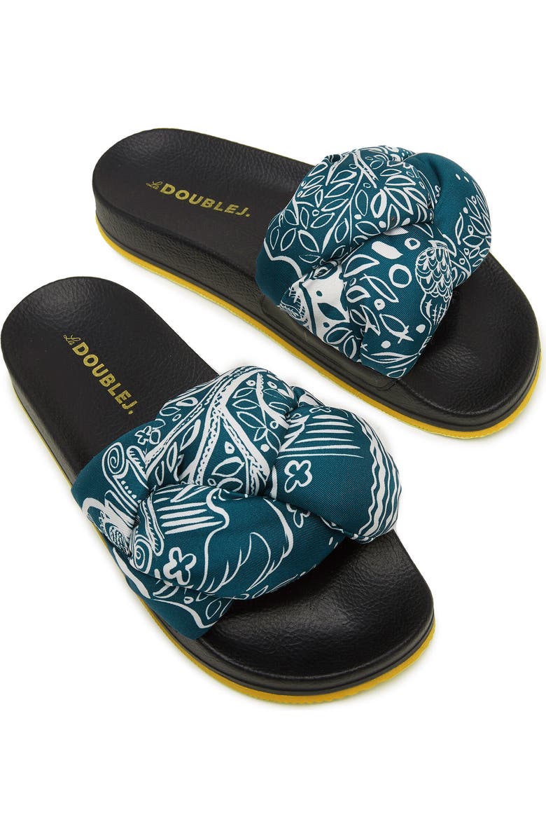 La DoubleJ Treccia Slides Ionic Blue Petro, Alternate, color, Ionic Blue Petro