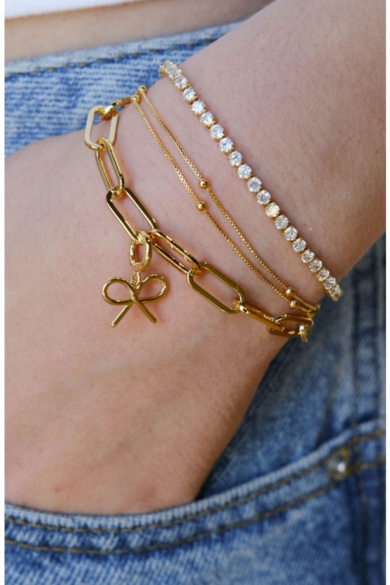 Bow Charm, Alternate, color, Gold