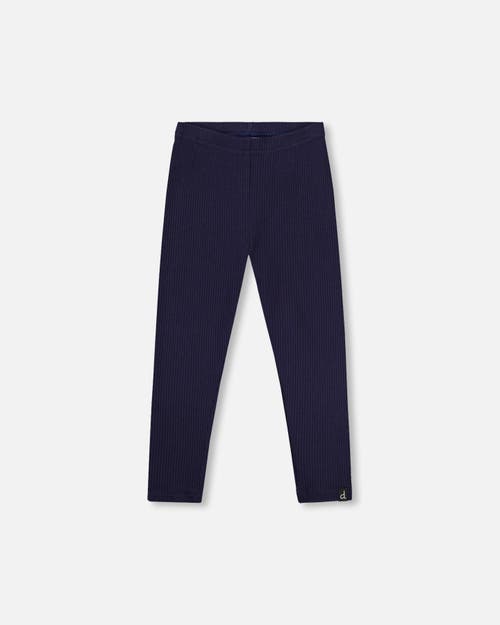 Deux Par Deux Ribbed Leggings In Blue