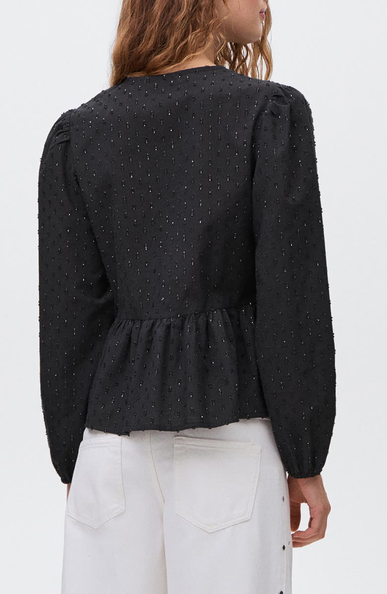 MANGO TEEN Texture Metallic Top, Alternate, color, Black