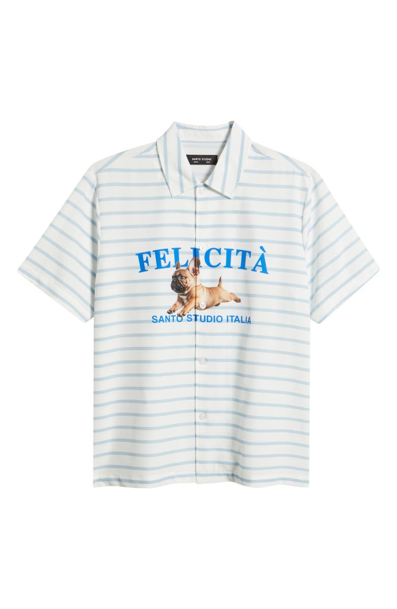 SANTO STUDIO Felicità Stripe Cotton Button-Up Shirt, Alternate, color, White