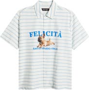 SANTO STUDIO Felicità Stripe Cotton Button-Up Shirt