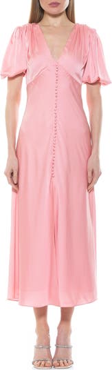 Lorelei V-Neck Bubble Sleeve Midi Dress