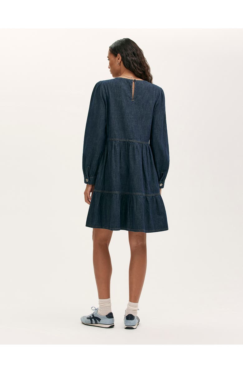Finery London Nancy Denim Short Tiered Dress, Alternate, color, Indigo