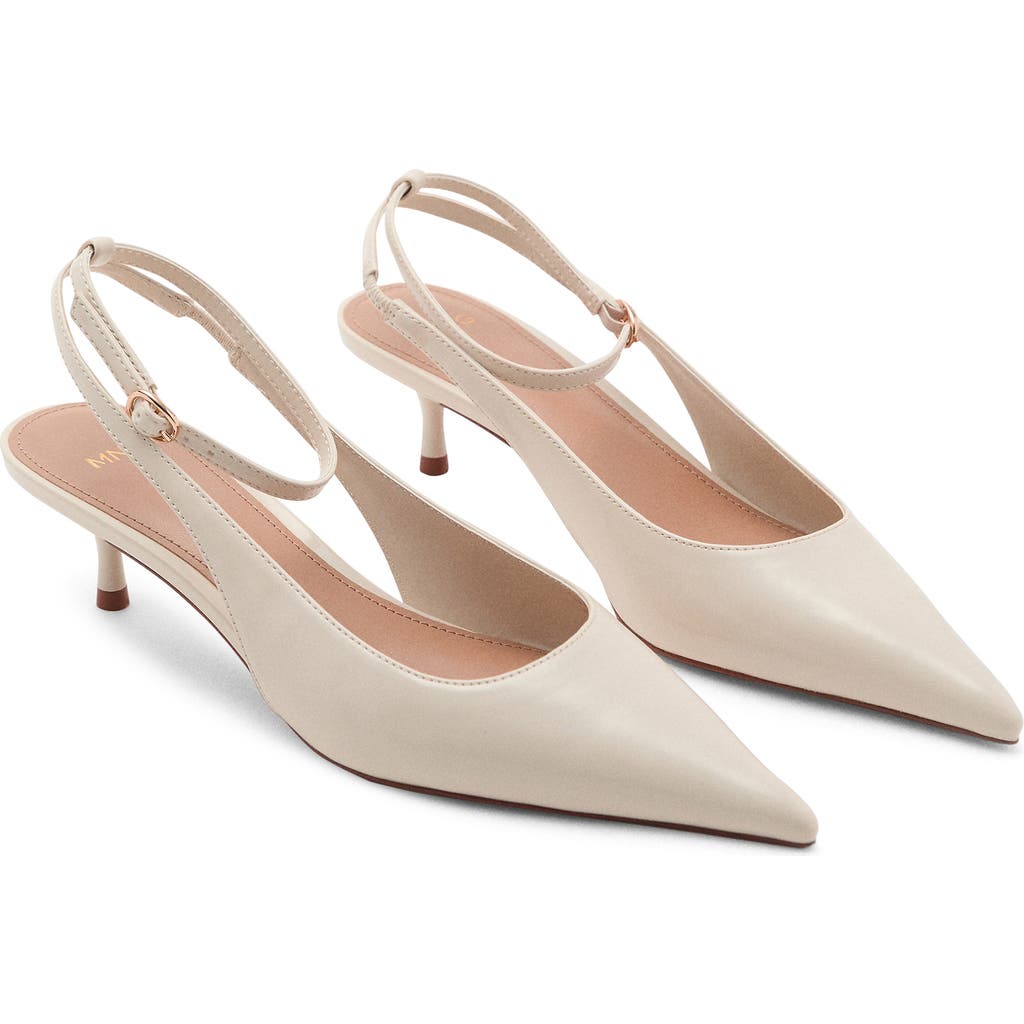 Mango Classic Ankle Strap Kitten Heels In Nude