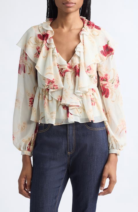 Aurore Wilted Poppy Ruffled Top