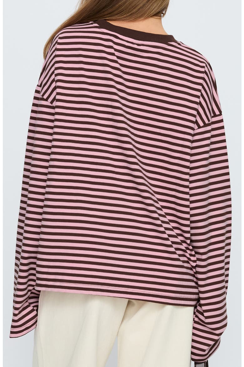 Settle Down Stripe Oversize T-Shirt, Alternate, color, PINK / BROWN STRIPE