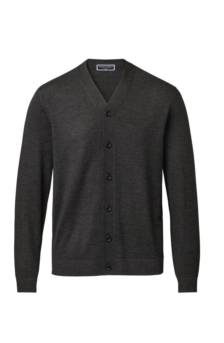 Charles Tyrwhitt Merino Button Up Cardigan, Alternate, color, Gray