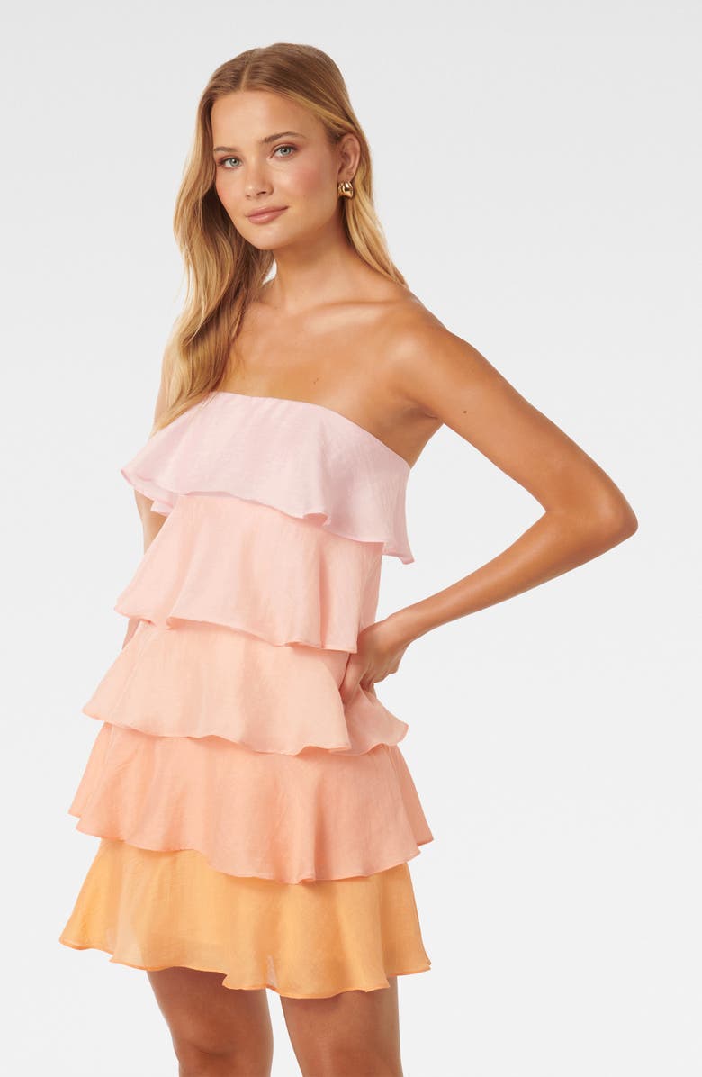 Ever New Cleo Ombré Ruffle Strapless Minidress, Alternate, color, 