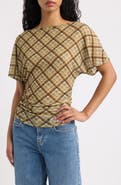 BDG Urban Outfitters Slash Neck Ruched Mesh Top
