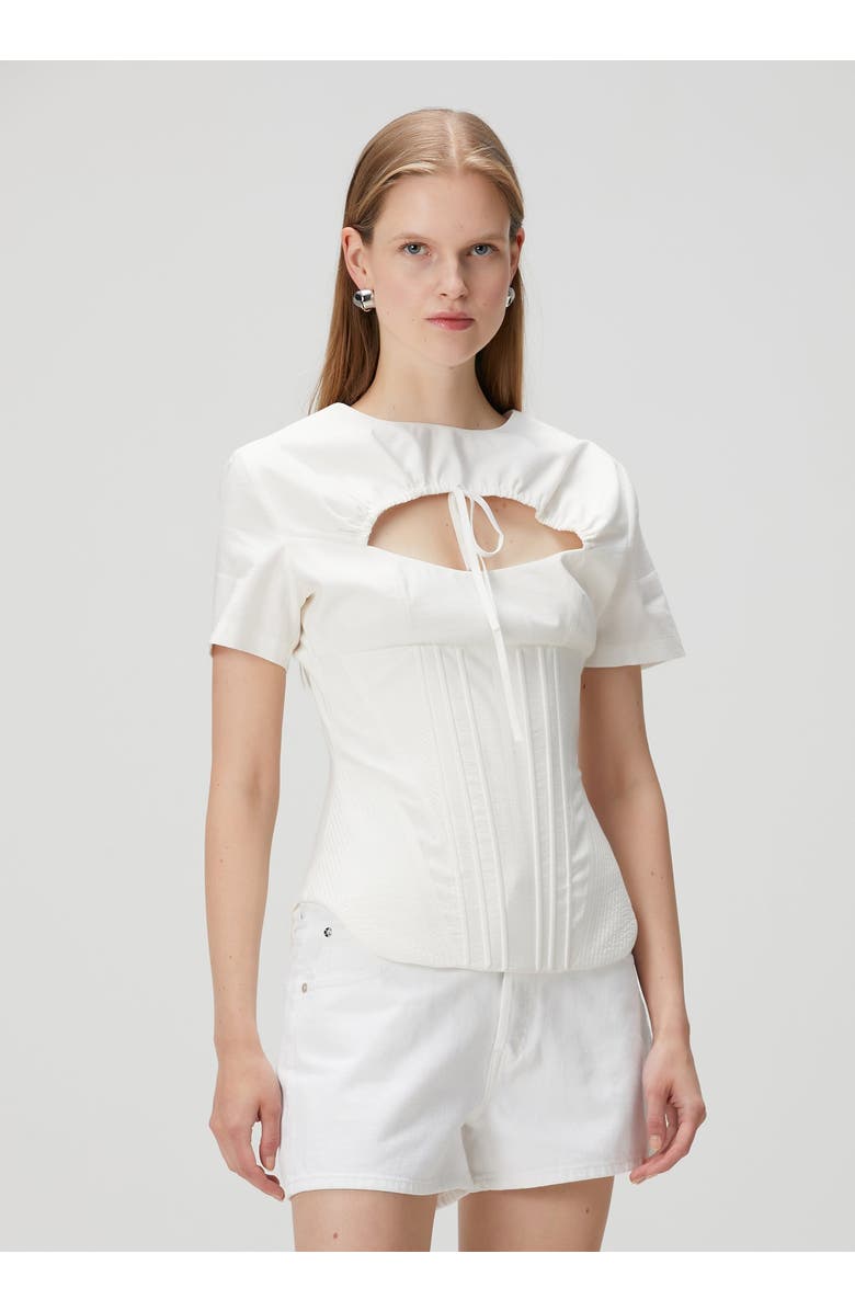 PCFG Tailored Corset Tee Top, Alternate, color, White