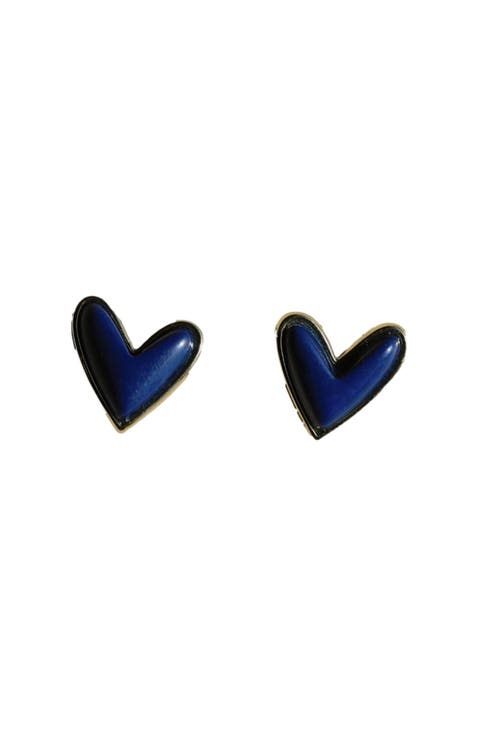 Sweetheart Stone Stud Earrings