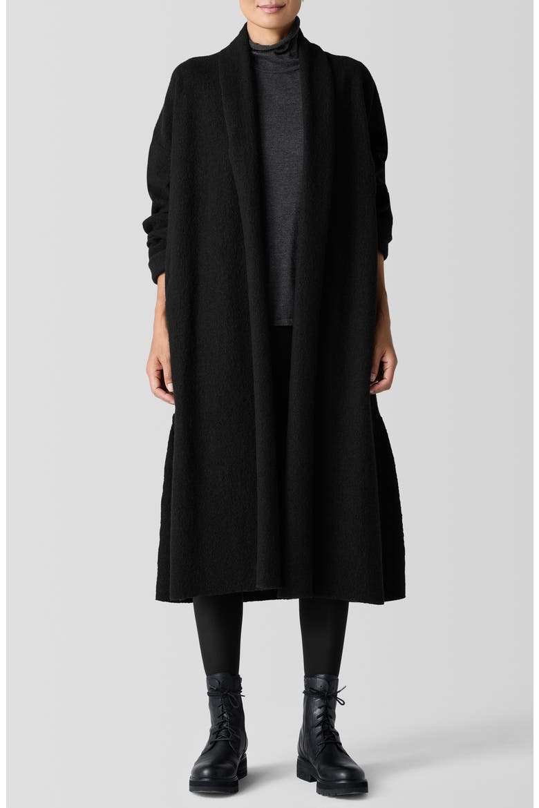 High Collar Wool Felted Coat, Main, color, BLACK