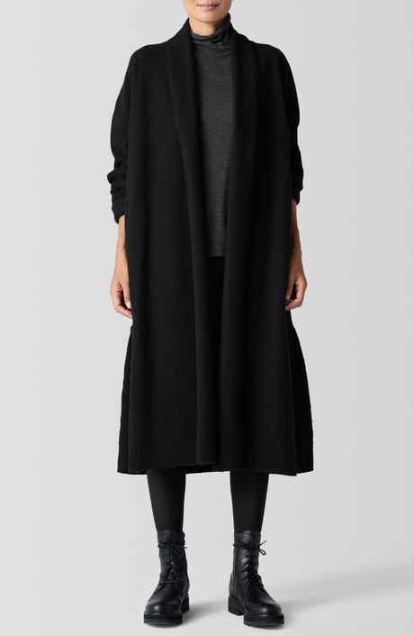 Eileen Fisher High Collar Wool Felted Coat