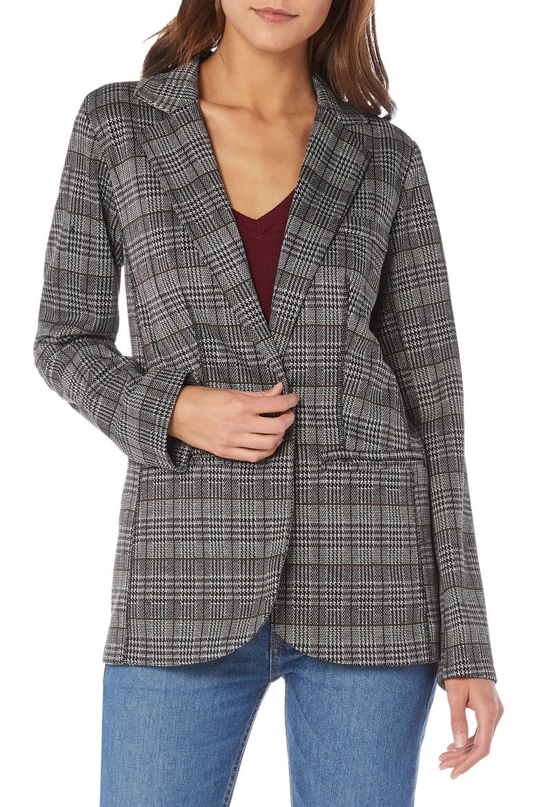 Plaid Ponte Blazer, Main, color, PLAID