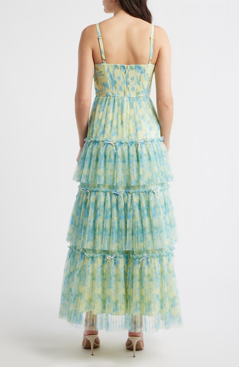 Hutch Madi Tiered Bow Gown, Alternate, color, Ivory / Sky Watercolor