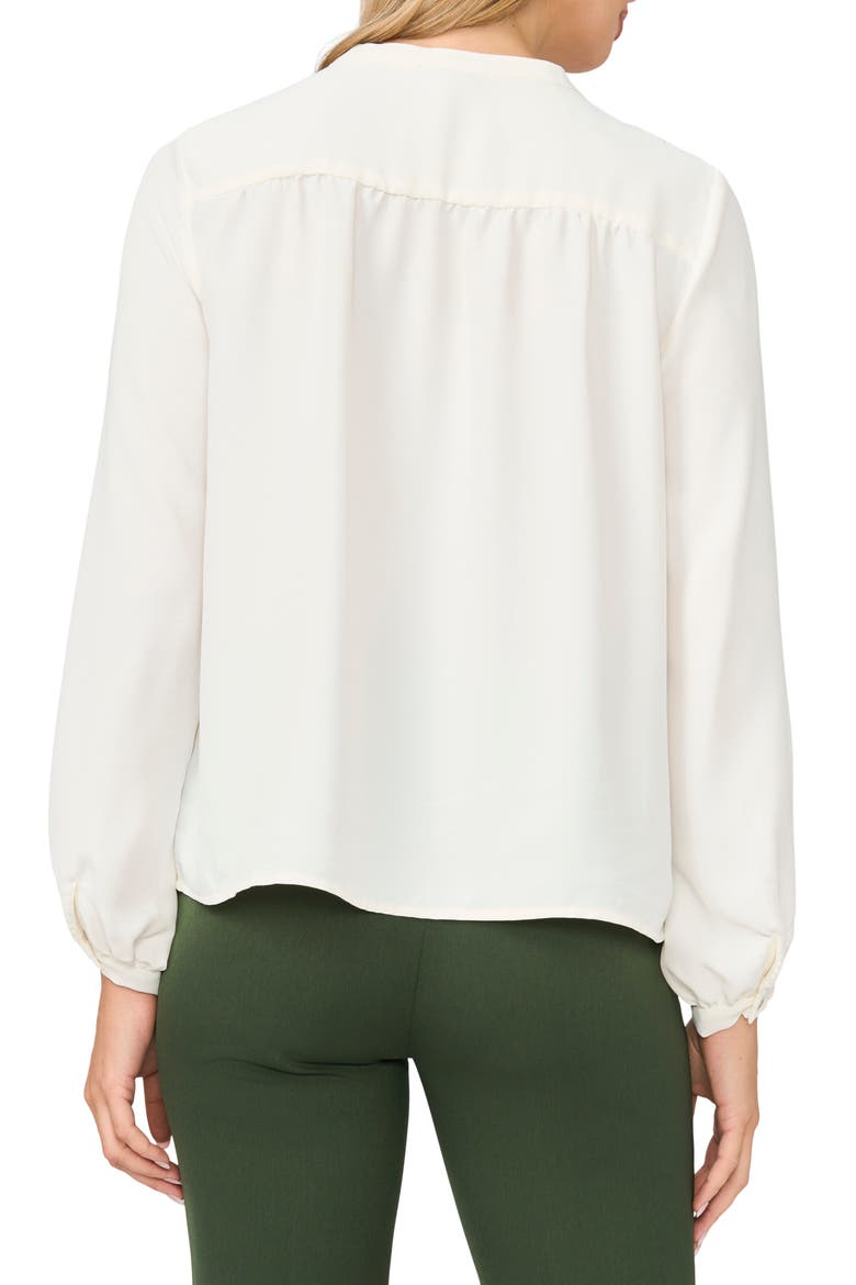 Shirred Mock Neck Button-Up Shirt, Alternate, color, NEW IVORY