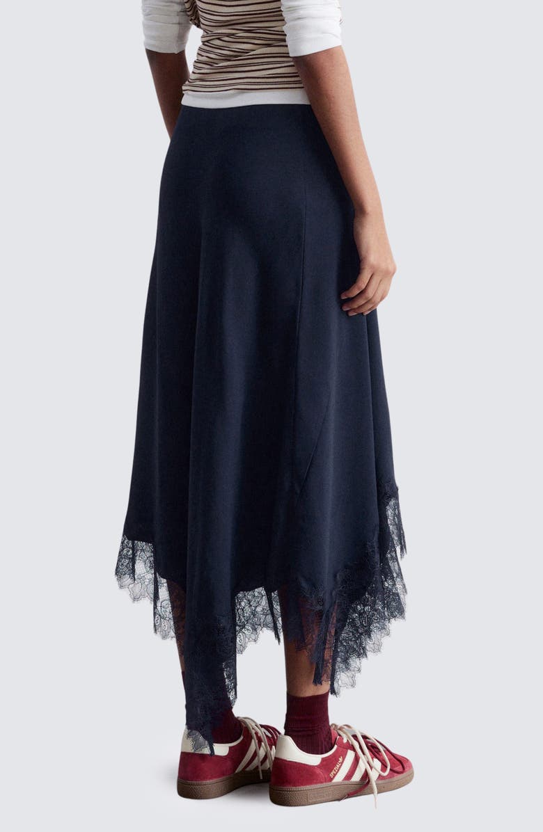 & Other Stories Lace Trim Handkerchief Hem Midi Skirt, Alternate, color, 