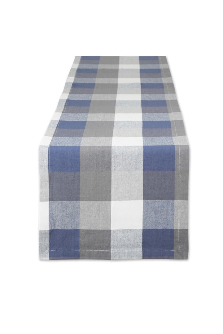 French Blue Tri Color Check Table Runner 14x72, Main, color, French Blue