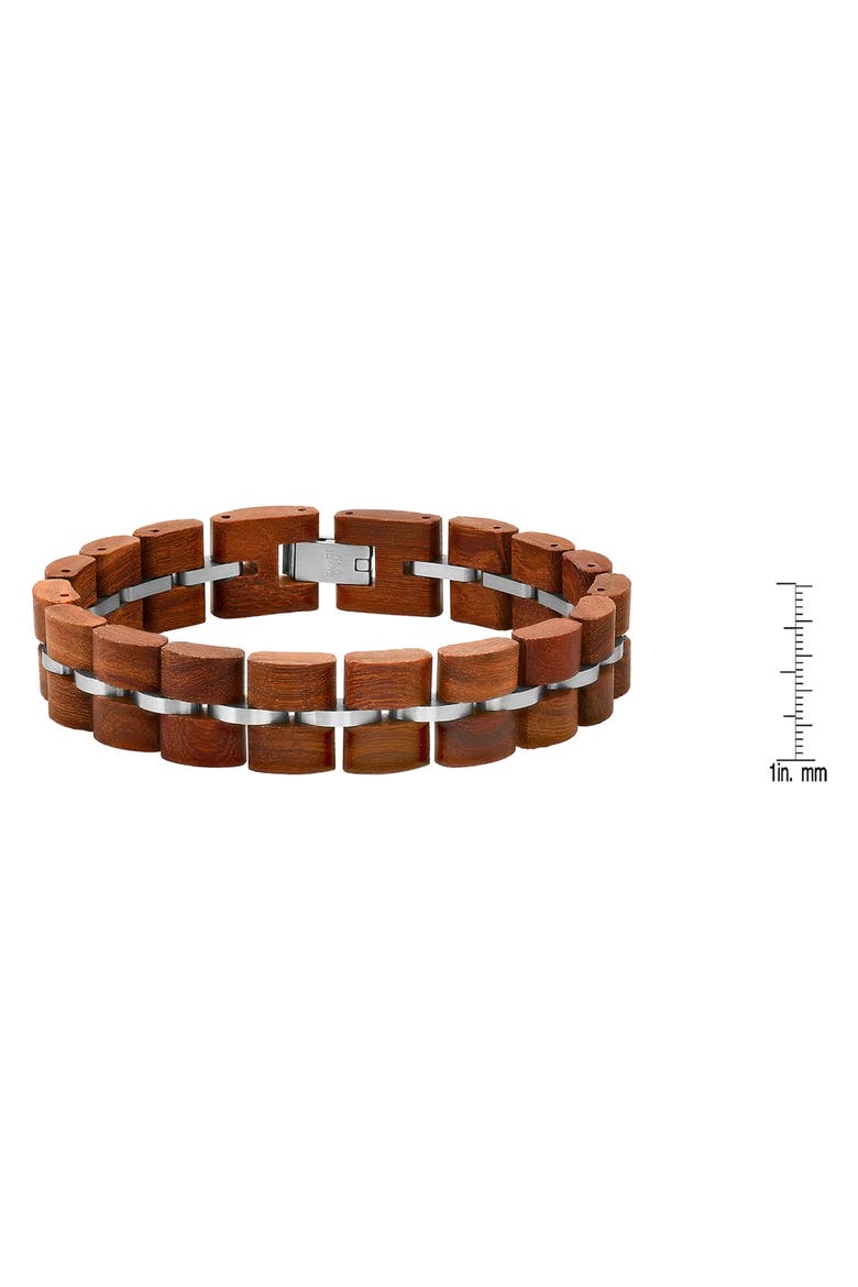 Wood & Stainless Steel Bracelet, Alternate, color, SILVER/ BROWN