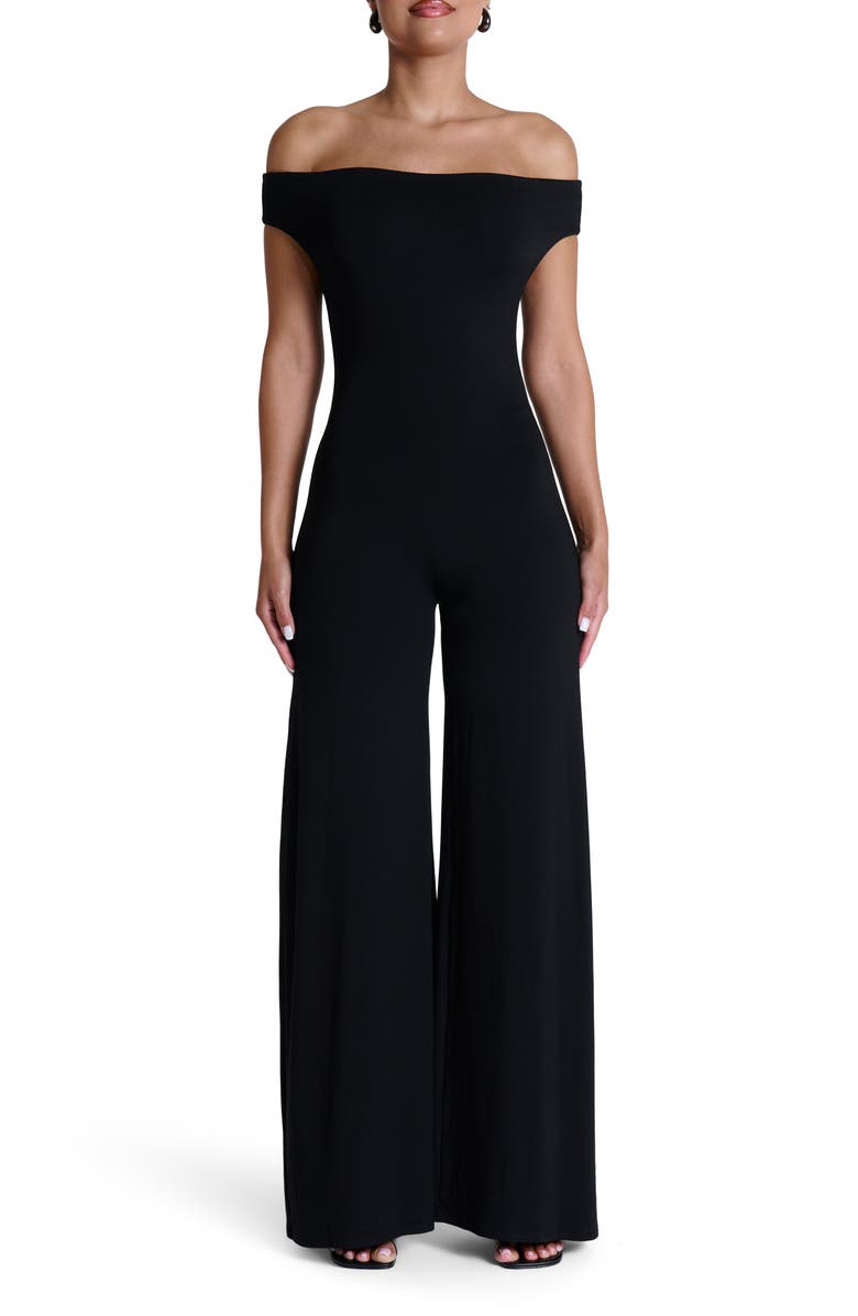 Naked Wardrobe Smooth Off the Shoulder Wide Leg Jumpsuit, Main, color,