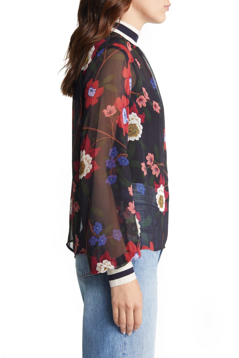 Eloise Sheer Blouse, Alternate, color, UTILITY BLUE MULTI