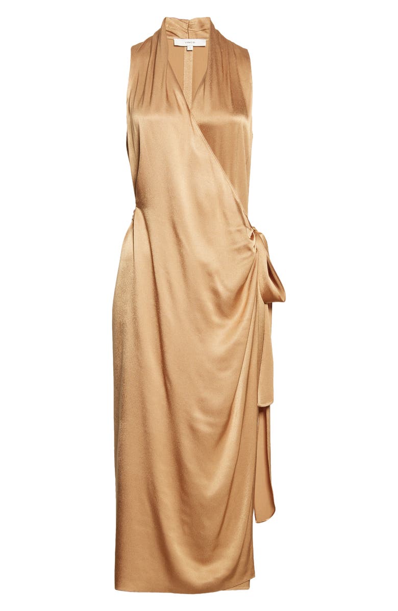 Vince Sleeveless Satin Wrap Dress, Alternate, color,