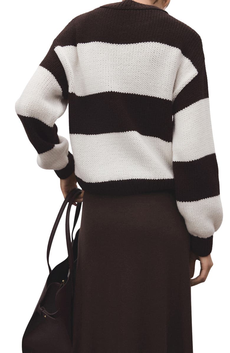 MANGO Knit Striped Sweater, Alternate, color, Ecru
