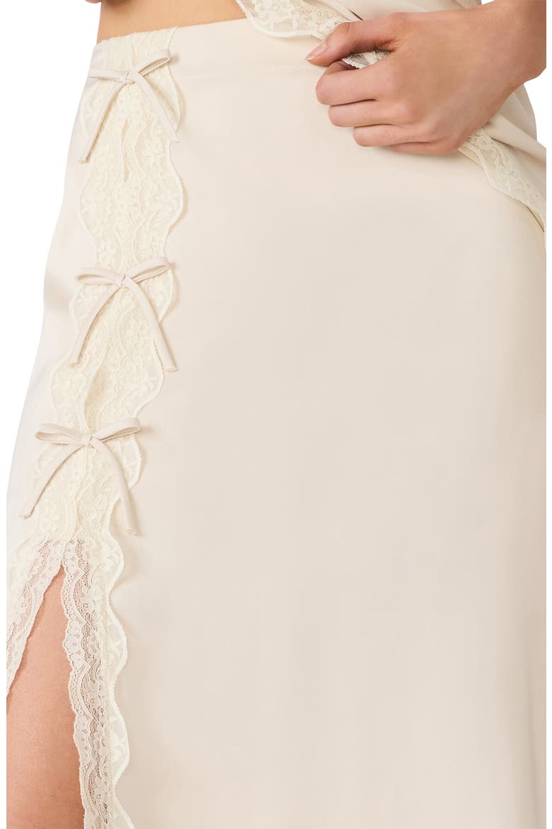 Lissandra Lace Trim Satin Maxi Skirt, Alternate, color, IVORY