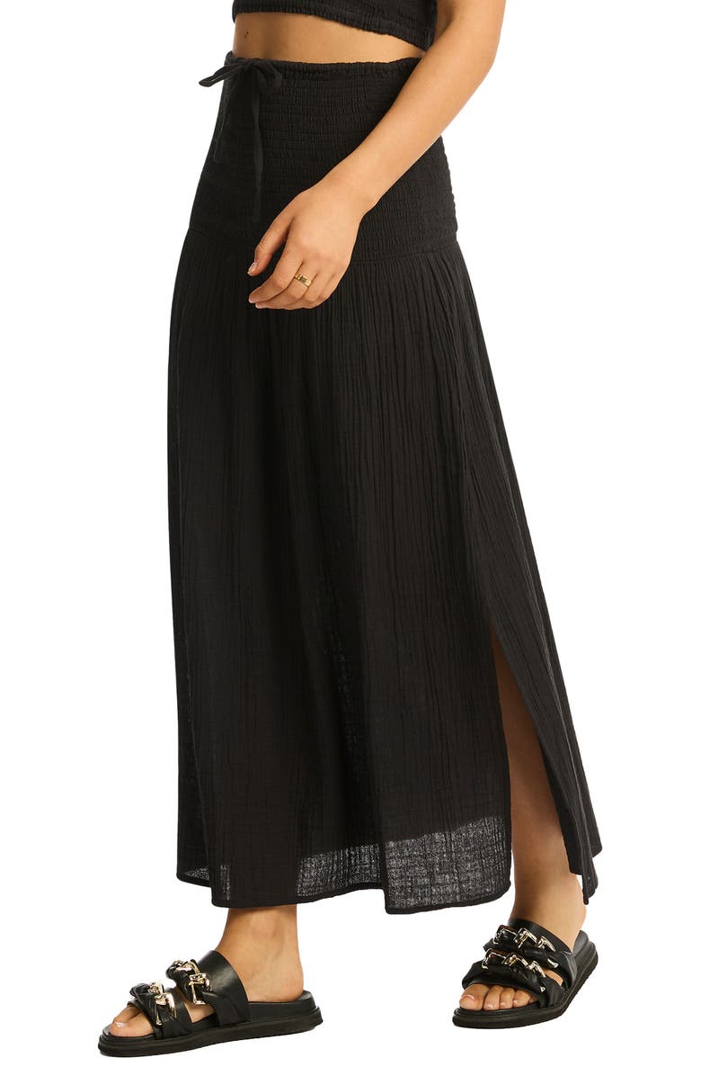 Sea Level Sunset Beach Cotton Gauze Cover-Up Skirt, Alternate, color,