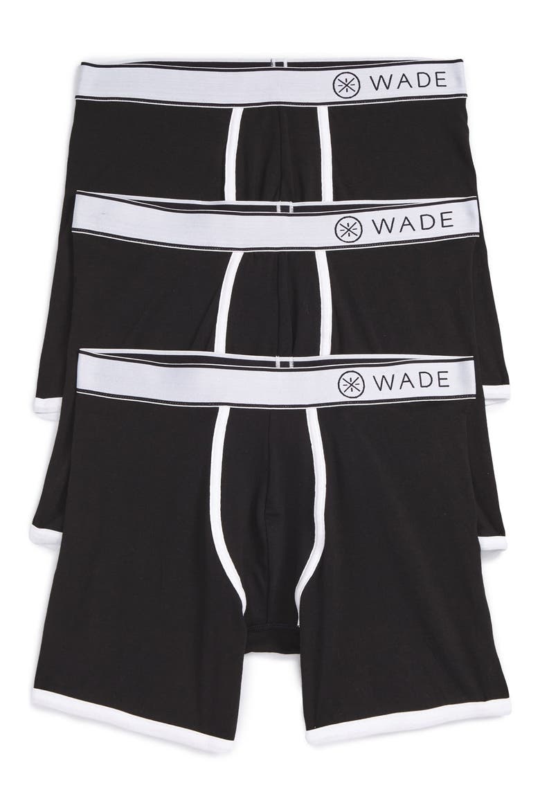 Wade Stretch Cotton Boxer Briefs, Main, color, BLACK