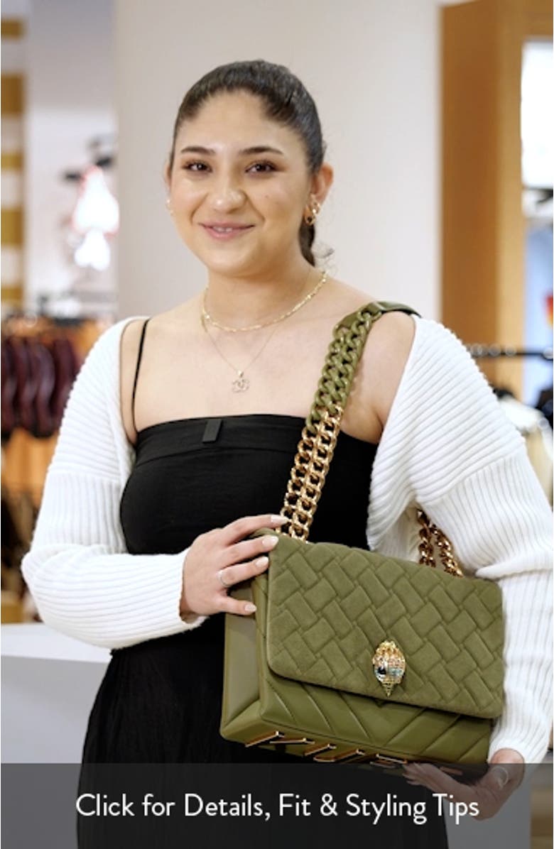 Large Kensington Quilted Suede & Leather Shoulder Bag, sales video thumbnail